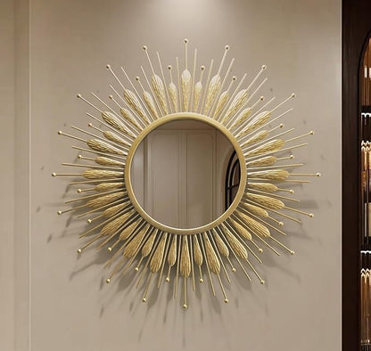 24" Sunburst Gold Wall Mirror Flower Design,Luxury Decorative Mirrors for Wall Decor Entryway/Dining Room/Kitchen