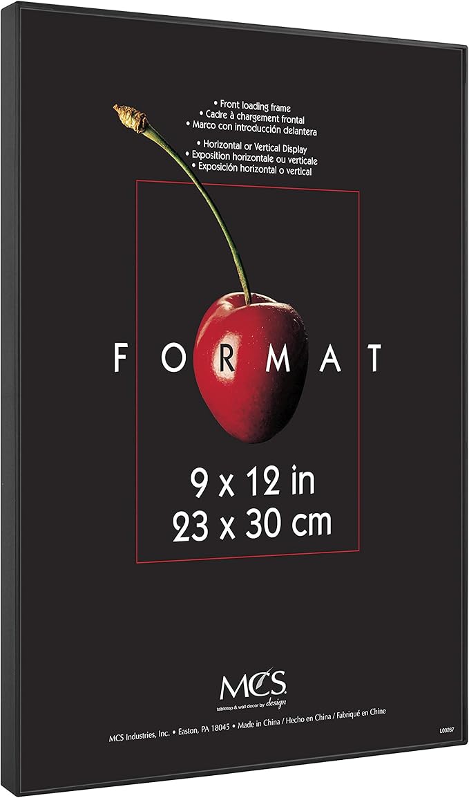 MCS Format 9x12 Picture Frame Black, Gallery Wall Vertical & Horizontal Wall Hanging Picture Frame for Photos & Art Prints (6-Pack)