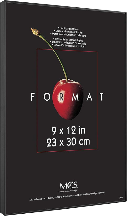 MCS Format 9x12 Picture Frame Black, Gallery Wall Vertical & Horizontal Wall Hanging Picture Frame for Photos & Art Prints (6-Pack)