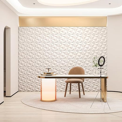 Art3dwallpanels 20 Pack 3D Wall Panels for Interior Wall Decor, 12''x12'' White Accent Diamond Panels for Gaming Room Bedroom TV Background, White