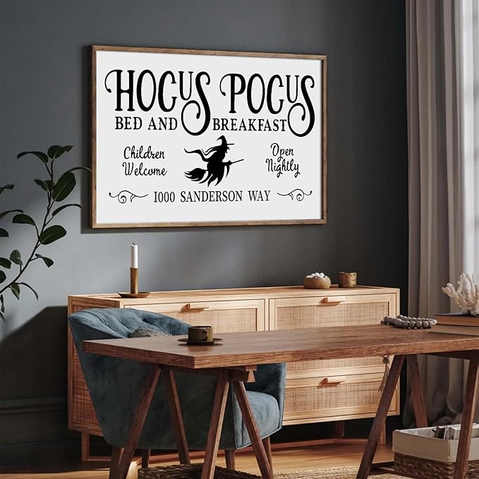 Pennclys Halloween Wall Art Prints Hocus Pocus Art Poster Halloween Canvas Pictures Wall Decor Vintage Farmhouse Artwork Painting for Bathroom Room Decoration 16x32 Inch (No Frame)