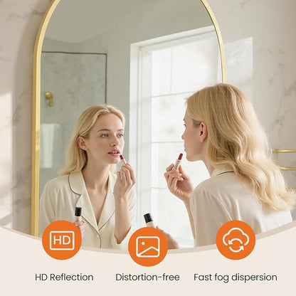 Sweetcrispy 26"x39" Arched Gold Bathroom Mirrors for Wall, Bathroom Mirrors for Over Sink, Modern Wall Mirrors Arch Decorative for Bathroom, Entryway, Bedroom, Vanity