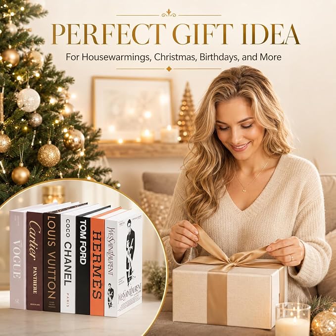 PROBENEX Luxe Large 4 Pcs Faux Decorative Books Set | Not Real Books, Cardboard Foldable Photography Props | Modern Coffee Table, Minimalist Home Room Decor, Home Staging, Magazine-Ready, Editorial
