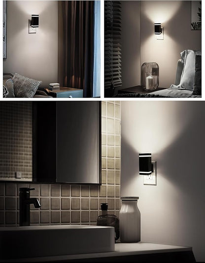 DORESshop Bright LED Night Light Plug in [2 Pack], Night Lights Plug into Wall with Dusk-to-Dawn Sensor, 0-100lm Dimmable Nightlights with Light Sensor for Adults, Hallway, Bedroom, Stairway