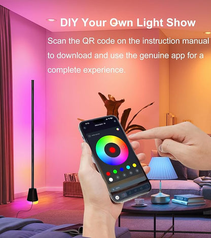 2PCS Corner Floor Lamp,Smart RGB LED Corner Lamp with App and Remote Control,16 Million Colors & 68+ Scene,Music Sync,Timer Setting,Ideal Standing Lamp for Living Rooms,Bedrooms,Gaming Rooms
