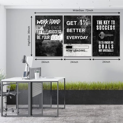 KAWAHONE Motivational Success Canvas Wall Art for Home Office Workplace, Perseverance Leader Canvas Quotes Motivate Success Positive Poster Framed -Wrapped Framed Ready to Hang