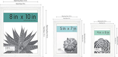 MCS Gallery Essential Picture Frame Set 4x6, 5x7 & 8x10 White Woodgrain, Gallery Wall Vertical & Horizontal Hanging Frames for Photos & Art Prints (7-Pack)