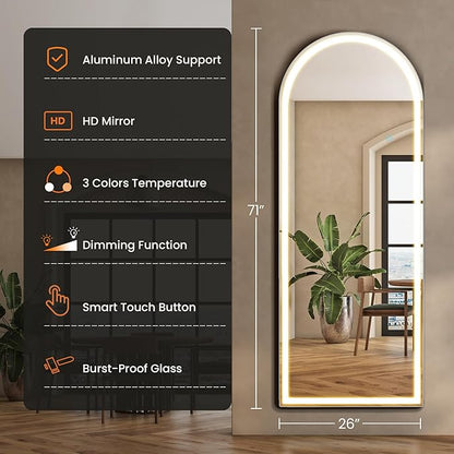 NEWBULIG Full Length Mirror, Full Body Floor Mirror with Aluminum Alloy Thin Frame, Wall or Standing Mirror for Bedroom, Living Room, Dressing Room