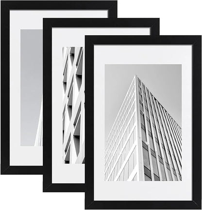 ELSKER&HOME 16x24 Poster Frame 3 Pack, Black Picture Frame Display Poster 12 x 18 with Mat or 16 x 24 Without Mat, Horizontal and Vertical Wall Mounting