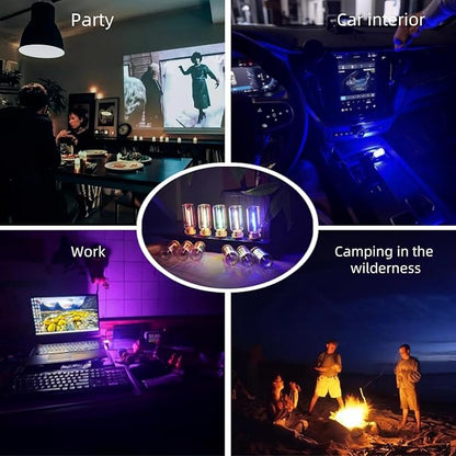 Red Car USB Lights Touch Dimmable - Retro Glass Bottle LED Atmosphere Lamp - Portable Mini Night Light for Auto Interior, Bedroom, Holiday Decor (Purple)