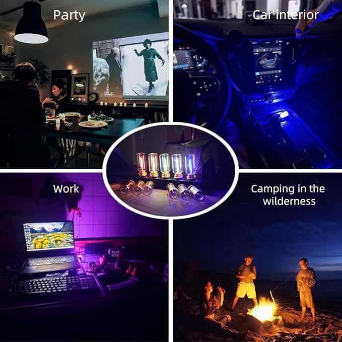 USB Car Interior Lights Touch Adjustable - Retro Atmosphere Glass Bottle Lamp - Universal Fit Portable Dimmable Night Light for Vehicles, Home (Blue)
