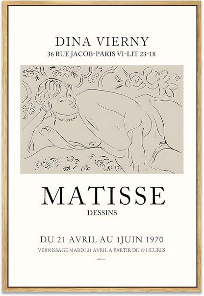 Zzuyi Framed Matisse Neutral Wall Art,Minimalist Body Line Prints,Modern Abstract Aesthetic Pictures for Bedroom, Bathroom, Dining Room Decor 16x24in