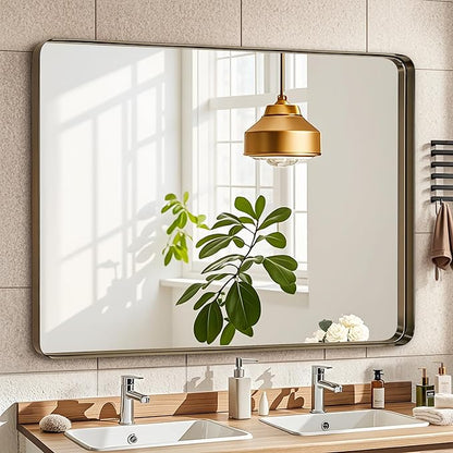 Fabuday Bathroom Mirror Over Sink - 40x30 Inch Bronze Wall Mirror with Aluminum Alloy Frame, Rectangle Vanity Mirror for Bedroom, Living Room, Entryway, Farmhouse