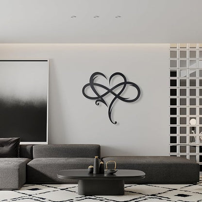 OYEFLY Infinity Heart Metal Wall Decor,Infinity Heart Wall Decor for Room Living,Wedding Decor (Black, style1 23.6 x 20.6in)