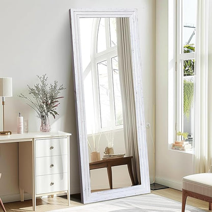 65"x24" Full Length Mirror Solid Wood Frame Floor Mirror for Living Room, Bedroom Hanging or Leaning, White