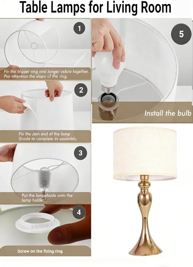 Gold Table lamp Single mid Century Modern Unique Decorative Cylinder smart end Side Bedside Night Cream dimmable for Bedroom