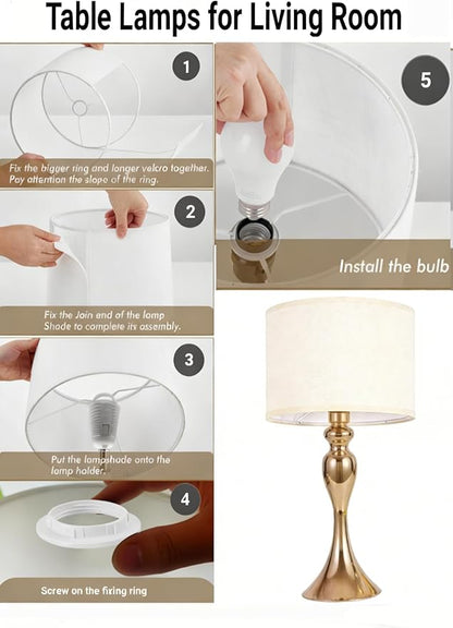 Gold Table lamp Single mid Century Modern Unique Decorative Cylinder smart end Side Bedside Night Cream dimmable for Bedroom