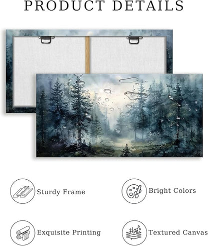 SERIMINO Large Wall Art for Living Room, Landscape Canvas Prints Paintings, Foggy Forest Pictures Wall Decor Aesthetic, Pine Trees Modern Home Decor, Bedroom Bathroom Office Artwork 29"X57"