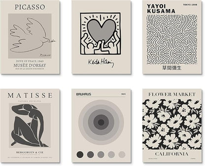 Habseligkeit Gray Master Wall Art Prints, Abstract Matisse Wall Art Exhibition Posters, Vintage Wall Art Prints, Retro Room Decor for Aesthetic Bedroom 11x14inch, Unframed
