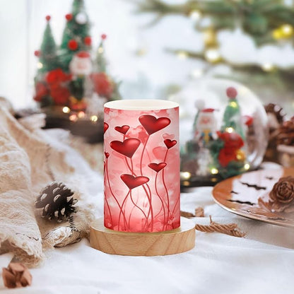 ALAZA Pink Hearts Flickering Flameless Candles Battery Operated with Remote Timer,Tea Light Candles LED Pillar Votive Candles Set of 2 for Outdoor Indoor Decorations