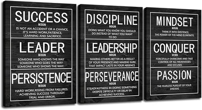 Inspirational Poster Motivational Wall Art Painting 3 Pieces Canvas Print Office Decor Inspiring Framed Quotes for Wall Art Decoration Ready to Hang [60''Wx 28''H]
