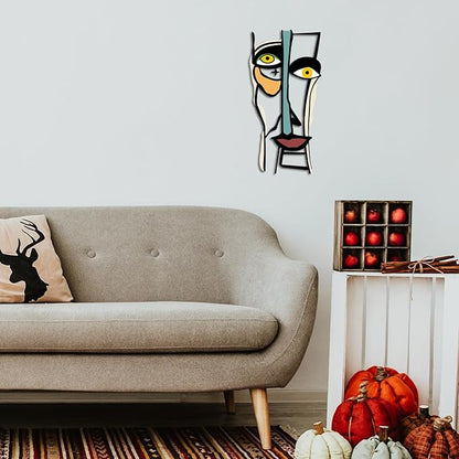 Kas Home Abstract Metal Line Face Wall Art Sign Modern Home Decor for Living Room, Bedroom, Office, Housewarming Couple's Gifts (8L x 16W)