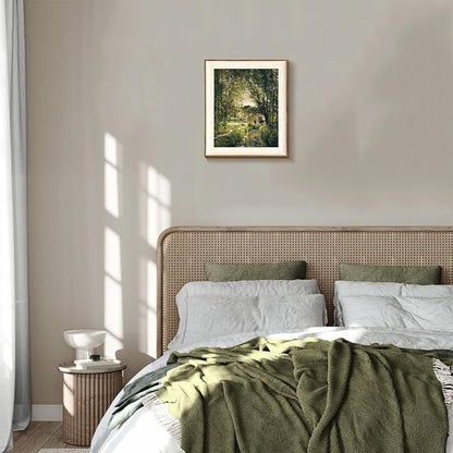 uniro Framed Canvas Wall Art, Vintage Summer Country Landscape Oil Painting, Retro Aesthetic Artwork for Wall Home Living Room Bathroom Bedroom Farmhouse Wall Decor - 10"x12"