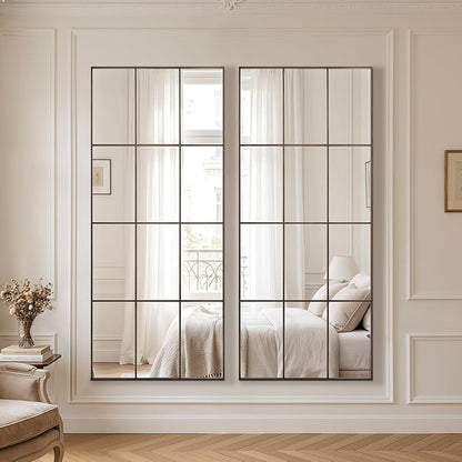 Anpark Windowpane Mirrors Full Length 65"x24" Wall Mounted Bronze Art Pane Mirror Farmhouse Decorative Floor Mirrors Leaning Hanging Wall Mirror for Bedroom Living Room Entrance
