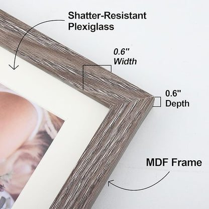 Fixwal Picture Frames Set, 15 Pack Wall Frame Set in 3 Different Finishes with Mat for Multiple Sizes Photos, Three 8x10, Six 5x7, Six 4x6 for Wall Gallery Decor, Hanging or Tabletop Display