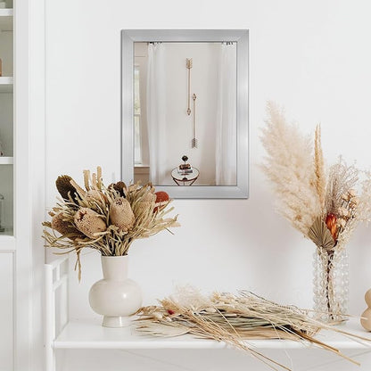 Ruomeng Wall Mirror Rectangle Decorative Mirror 12" x 16" for Entryway, Bedroom, Living Room, Nickel