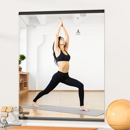 Hasipu Home Gym Mirror, 2 Pcs 63 x 28 Inches Each, Tempered Glass Wall Mounted Frameless Workout Mirrors, Ideal for Gym, Yoga, Garage, Dance Studio, Living Room, Bedroom, Bathroom Walnut Rectangular