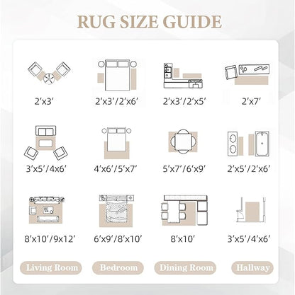 Area Rug Living Room Rugs 8x10 - Large Soft Boho Geometric Rug, Non-Slip Foldable Washable Rugs Non Shedding Morden Indoor Floor Carpet for Living Bedroom Office Dining Room(Modern Beige,8'x10')