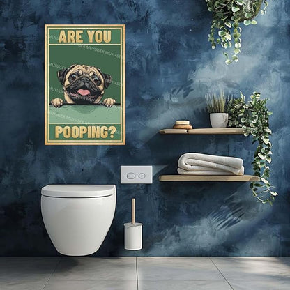 Metal Tin Sign Are You Pooping Pug Vintage Metal Signs Retro Aluminum Tin Sign for Washroom Garden Door Home Bar Cafe Decor 8x12 Inch