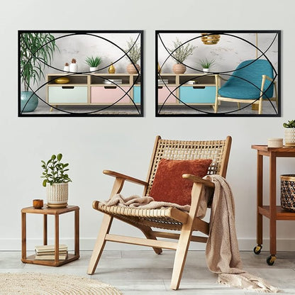HQiJun Black Rectangle Mirror, Farmhouse Decorative Wall Mirror for Entryway, Living Room, Bedroom, Hallway, Fireplace, Accent Wall Decor (Black2, 39'' x 27'')