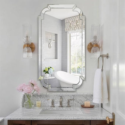 Chende Narrow Bathroom Mirror for Vanity Set, 47''x24'' Large Living Room Mirrors for Wall Decor with Beveled Frame, Rectangle Frameless Accent Mirror for Dining Room, Entryway, Fireplace, Bedroom
