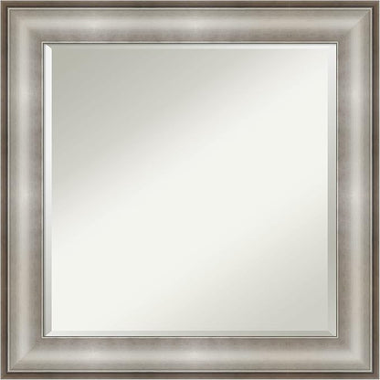 Amanti Art Silver Bathroom Mirror for Over Sink, 25x25 Imperial Silver Square Vanity Mirror, Medium Traditional Frame, Hangs Horizonally and Vertically, Bathroom Wall Decor, Beveled Edge