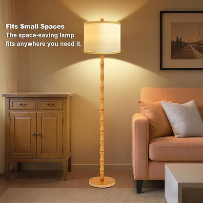 Vinaco 64" Rustic Farmhouse Floor Lamp, 3 Color Temperatures Wood Floor Lamp, Retro Standing Lamps with Rotary Switch, Tall Lamps for Living Room, Bedroom CornerOffice, Dining Room(9W Bulb Included)