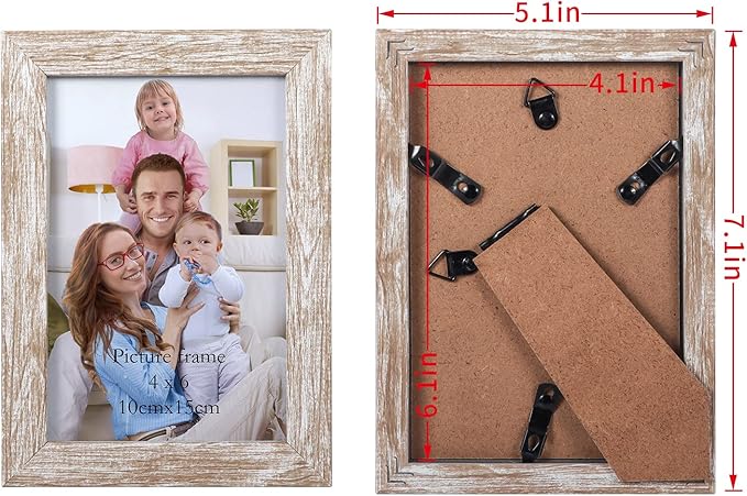 Giftgarden 4x6 Picture Frame Distressed Beige White Set of 12, Multi Rustic Wood Grain 4 by 6 Photo Frames Bulk for Wall or Tabletop Display