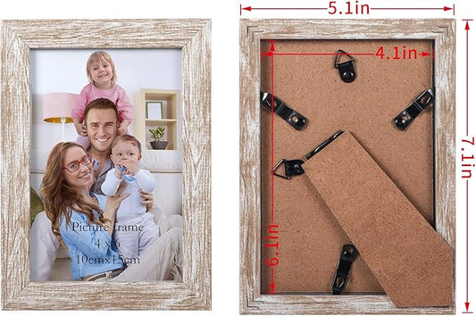 Giftgarden 4x6 Picture Frame Distressed Beige White Set of 12, Multi Rustic Wood Grain 4 by 6 Photo Frames Bulk for Wall or Tabletop Display