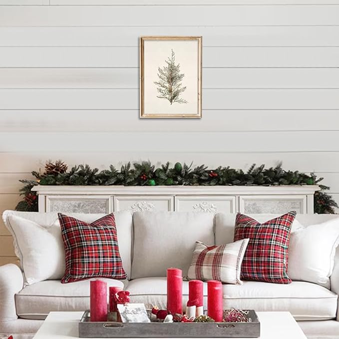 uniro Vintage Christmas Tree Wall Art Prints, Neutral Rustic Cypress Tree Christmas Artwork Painting, Farmhouse Winter Holiday Print for Bedroom, Living Room, Kitchen, Office, Dormitory, Hallway