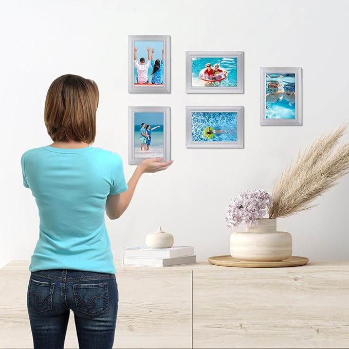 Giftgarden 4x6 Picture Frame Silver Set of 12, Multi Modern 4 by 6 Photo Frames Bulk for Wall or Tabletop Display
