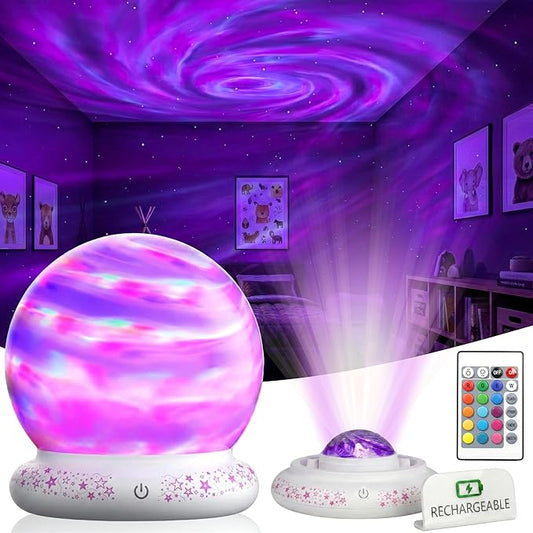 Orblux Calming Autism Sensory Light, Rechargeable Aurora Light Projector | 2-in-1 Globe Cover for Contained Sensory Effect or Open for Northern Lights Effect | Kids Night Projector, 15 Colors & Remote