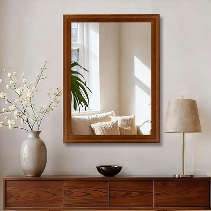 Tanmicoshomy Wood Bathroom Mirror 20x30 Inch, Wooden Framed Wall Mirrors with Tempered Glass for Bathroom Living Room Bedroom or Hallway