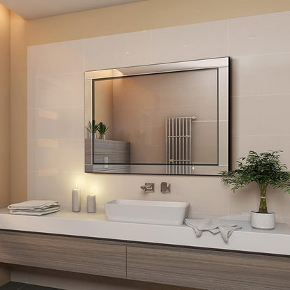 Syndra 24x 32 Rectangular Mirror for Bathroom, Bathroom Mirrors for Over Sink, Wall Mounted Vanity Mirror with Tempered Glass, Rust-Resistant Solid Wood Frame for Bathroom, Bedroom, Living Room