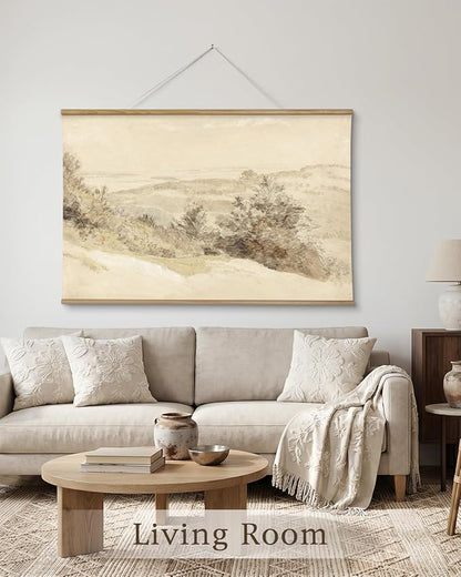InSimSea 36x54 Extra Large Canvas Scroll Wall Art, Vintage Mountain Hill Landscape Painting Prints, Farmhouse Oversized Wall Decor for Living Room, Bedroom, Dining Room, Office