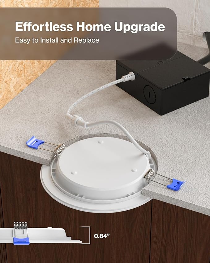 Sunco 12 Pack Recessed Lighting 6 Inch LED, Canless Ceiling Lights Slim with Junction Box, 850 LM, 14W (100W Equivalent), 5000K Daylight, Dimmable, Wafer Thin, 50000 Lifetime Hours ETL.