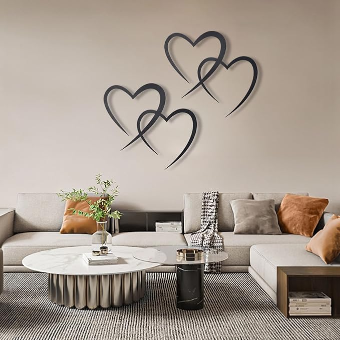OYEFLY Infinity Heart Metal Wall Decor,Infinity Heart Wall Decor for Room Living,Wedding Decor (Black, style3 11.4 x 10.7in)