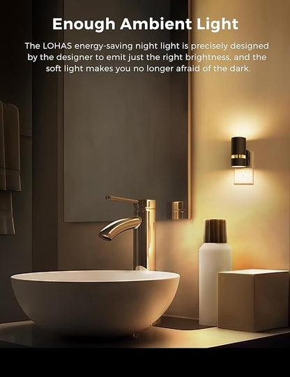 L LOHAS LED Night Lights Plug into Wall, Dimmable Night Light with 0-100LM Brightness Adjustable, 3000K Soft White, Nightlight with Dusk to Dawn, 2 Pack, Ideal for Home Bathroom Decor