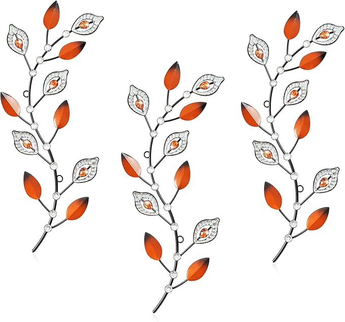 Cityelf 3 Set Crystal Leaf Wall Art Sculpture Iron Tree Leaves Branch Hanging Wall Décor Jeweled Bling Home Deor Acrylic Diamond Accent …