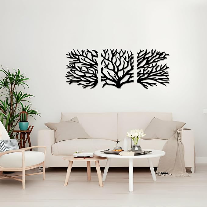 Tree of Life Wall Art Wooden Tree Life Wall Decor with Three Birds 12 Inch Round Family Tree Life Wall Hanging Plaque for Bedroom Living Room Kitchen Office Farmhouse Decor Indoor Outdoor (Tree of Life Wall Art - Black)